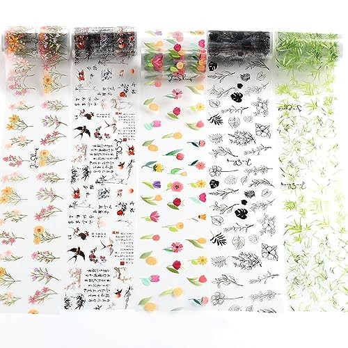 10 Rolls Flower Nail Foil Transfer Sticker Kit Bamboo Ink Painting Pattern