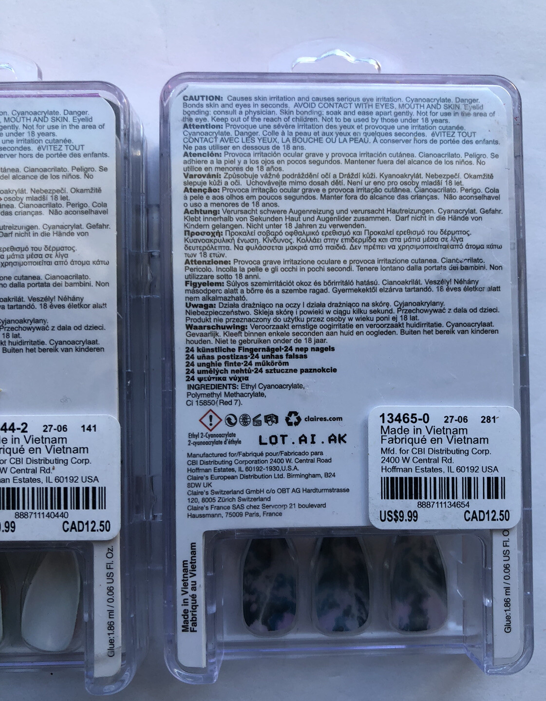 Claire’s False Fake Nail Kits Lot Of 4 Total New