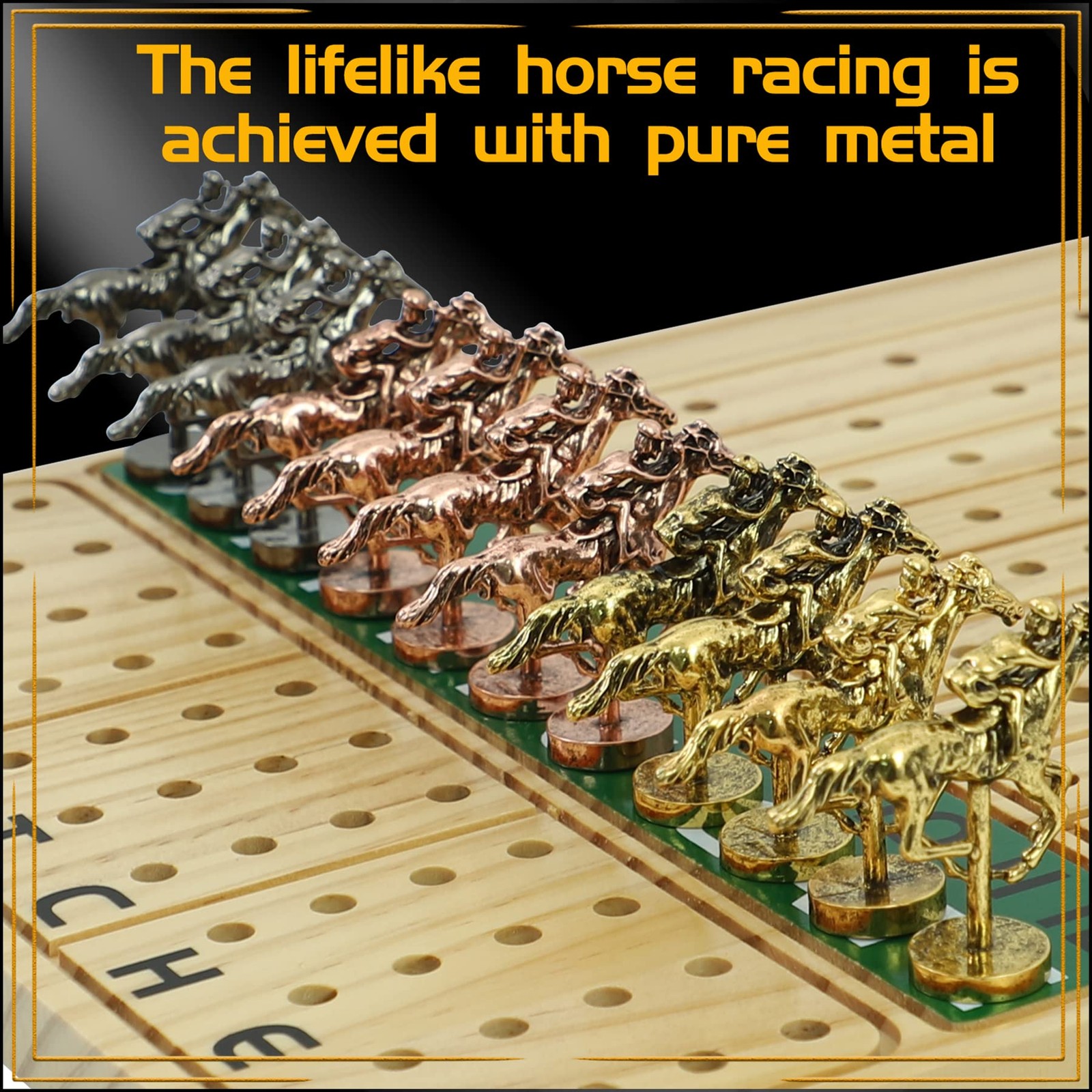 Jyquorp Horse Race Board Game Racing Thickened Solid Rectangle-Log, Log