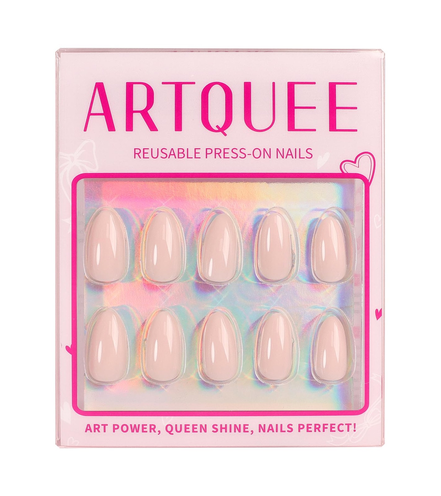 Artquee Press on Nails Short Soft Pink Almond 32 Count (Pack of 1),