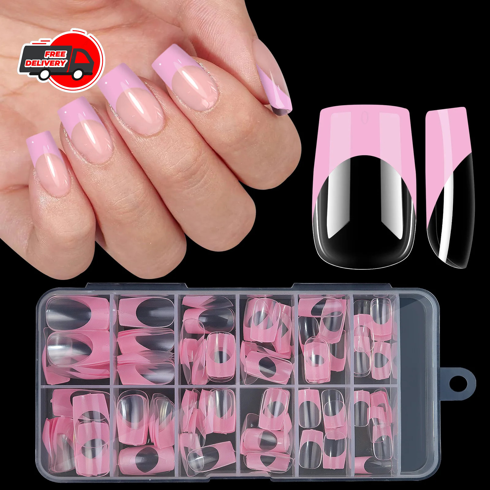 120Pcs False Nail Tips Short French Half Cover Artificial Acrylic Nails Clear