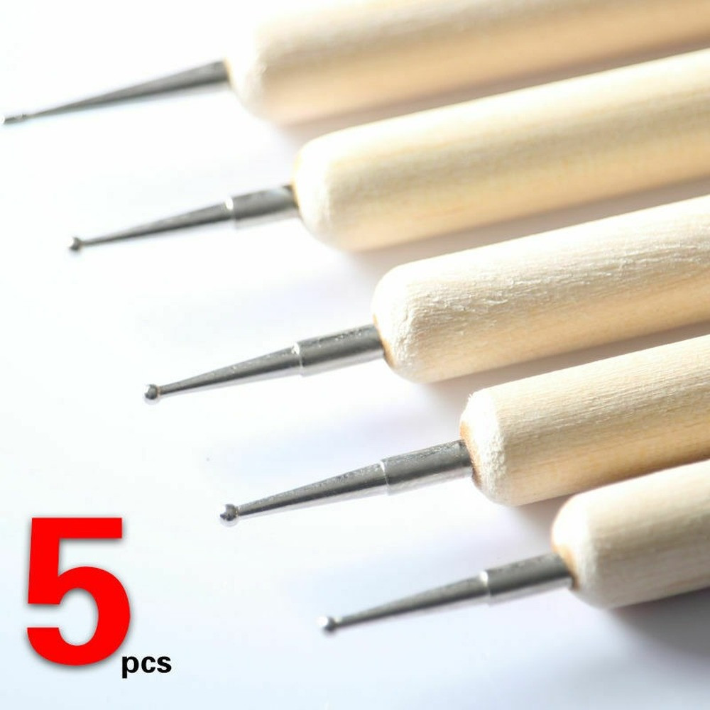 5 Pc 2 Way Dotting Pen Tool Nail Art Tip Manicure Kit UV Gel Nail Art Brushes US