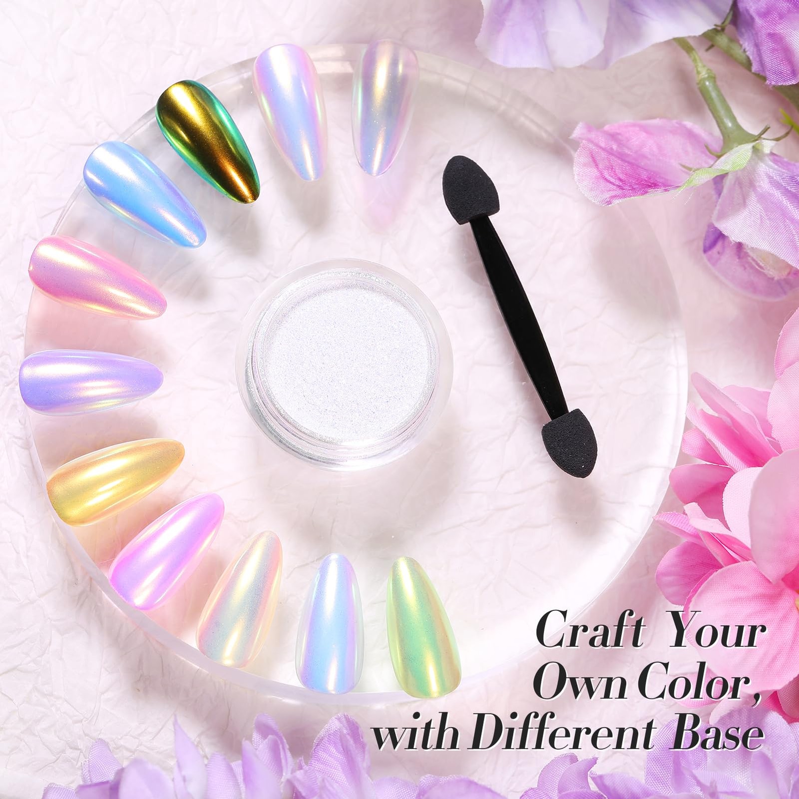 6 Jars Mermaid Chrome Nail Art Powder Aurora Mirror Holographic Manicure Glitter