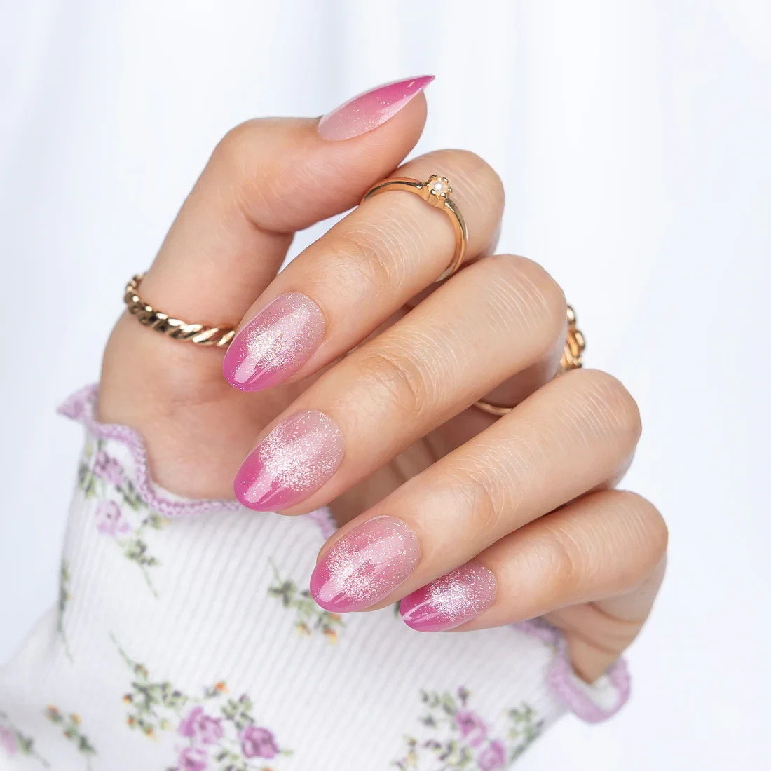 Red Aspen Press On Nails-Rebel’s Raspberry Tart Short Almond Cateye Pink