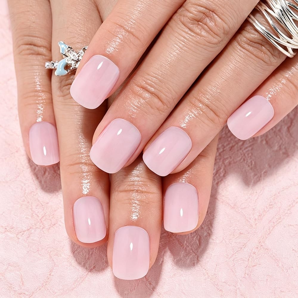 evpct Pale Nude Short Squoval Press on Nails 30 Pc