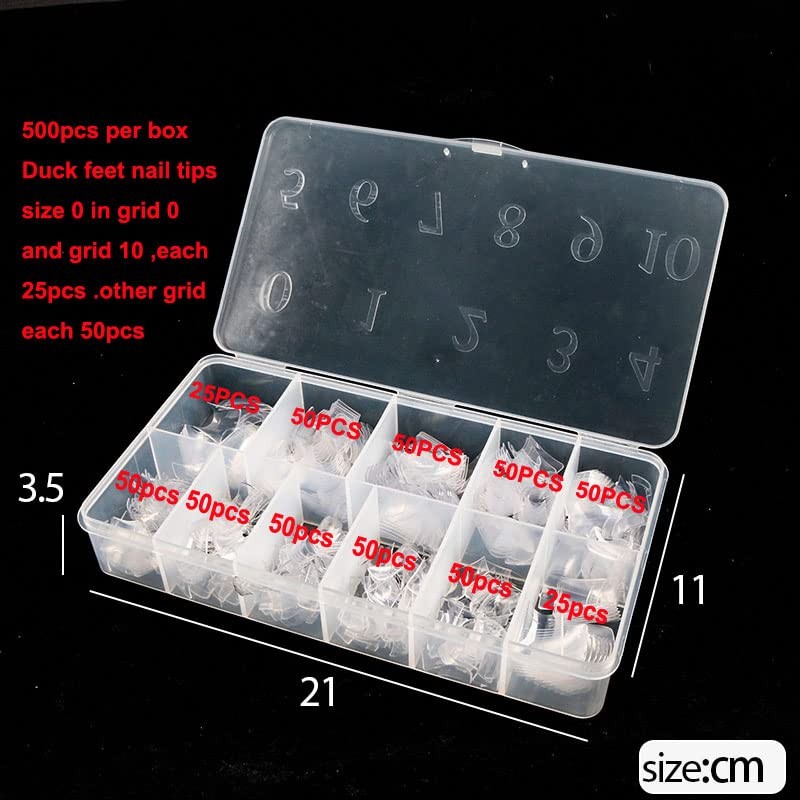 Duck Nail Tips 500PCS，SITELENABY Clear Duck Feet Flare 500pcs Duck nail tips