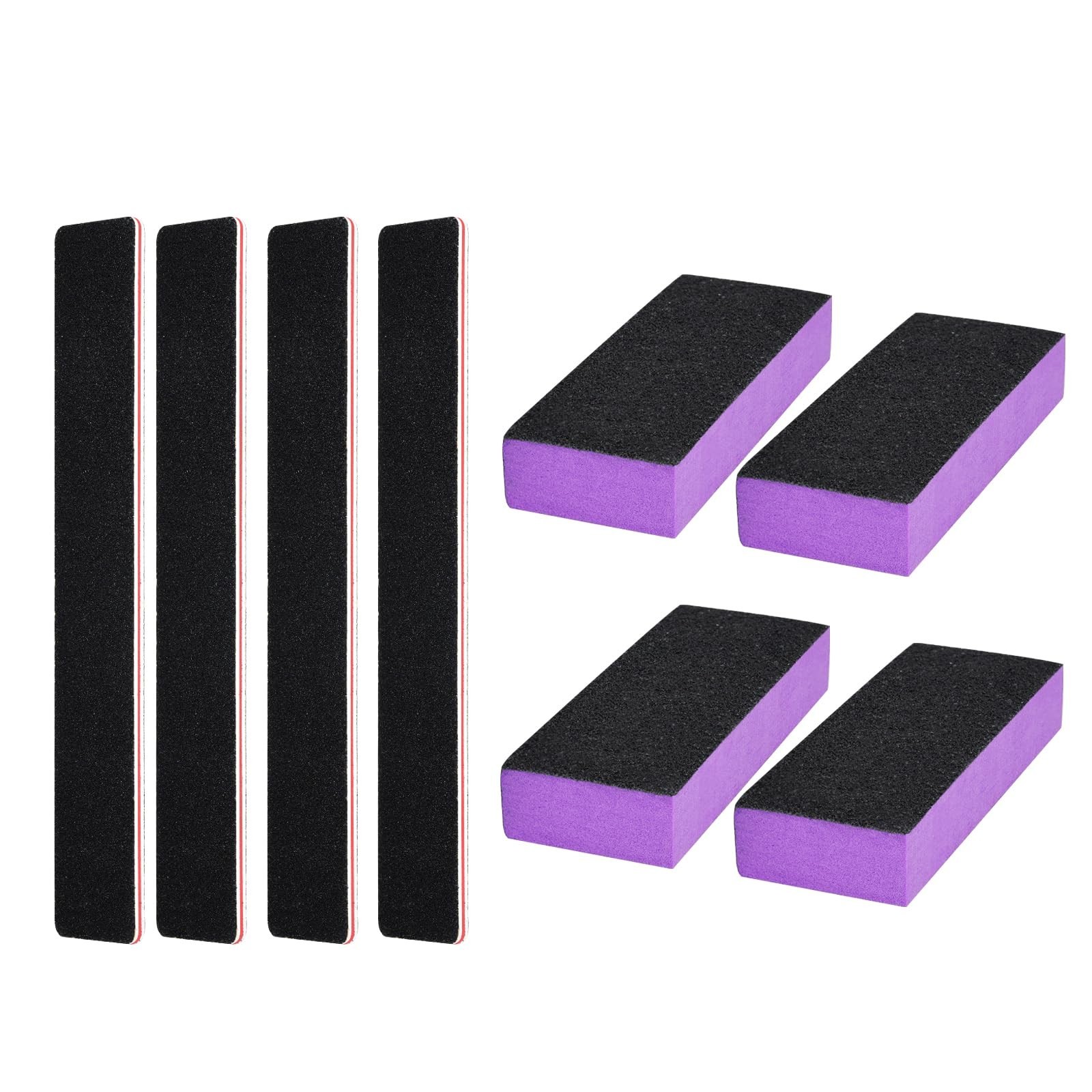 Portable Manicure Tools Kit, 8 Pack Nail File and Buffer Block with 100/180 G…