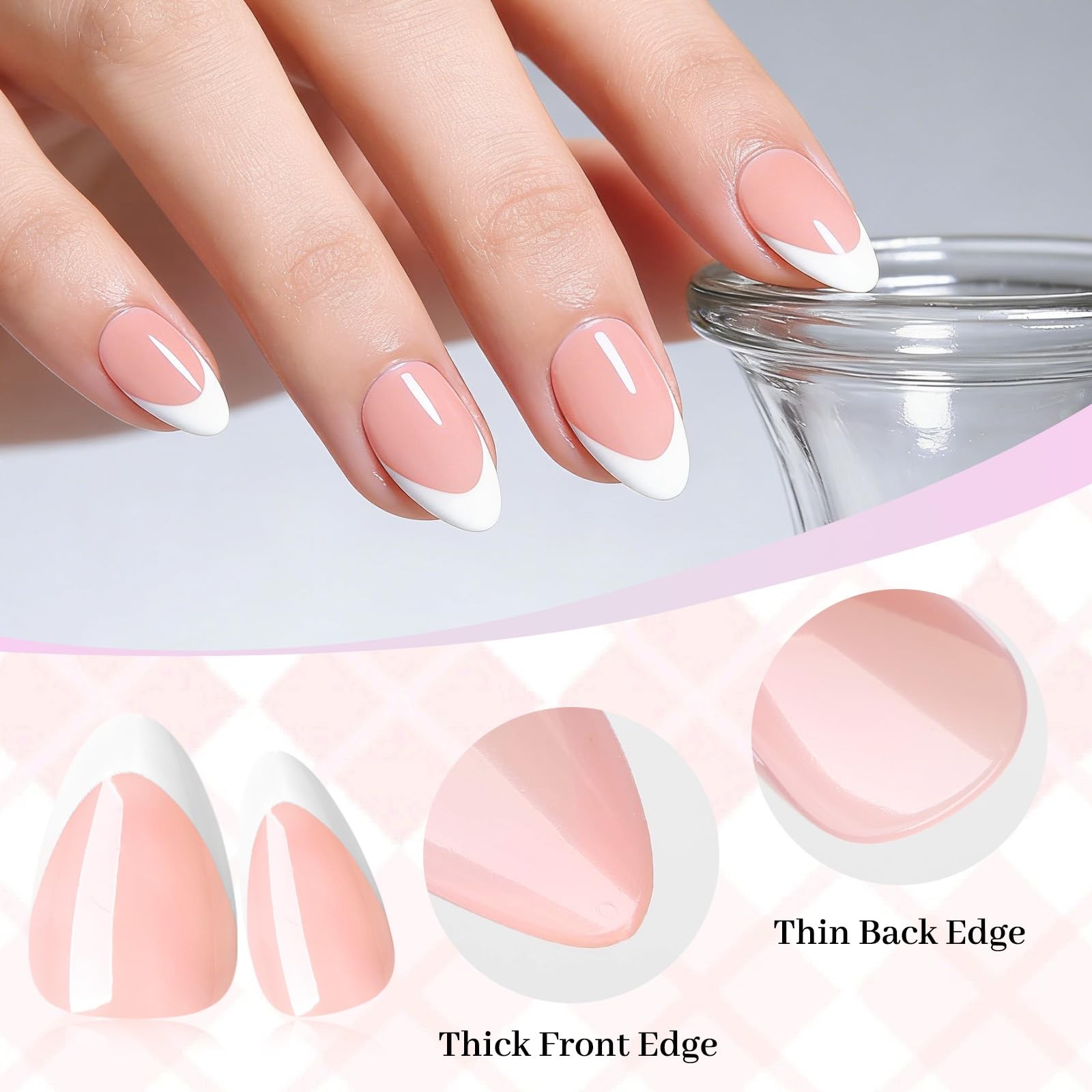 Bellelfin 240Pcs White French Tip Press on Nails – 12 Sizes Short Almond Nail…