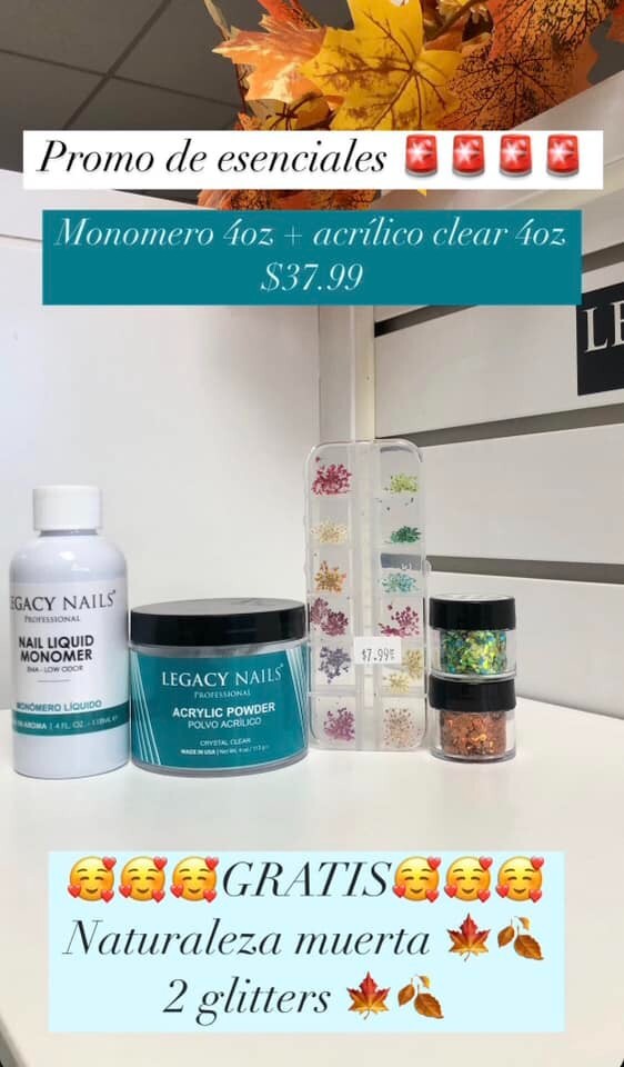 Monomer 4 oz + Acrilico Clear 4oz Set + FREE DECORATION