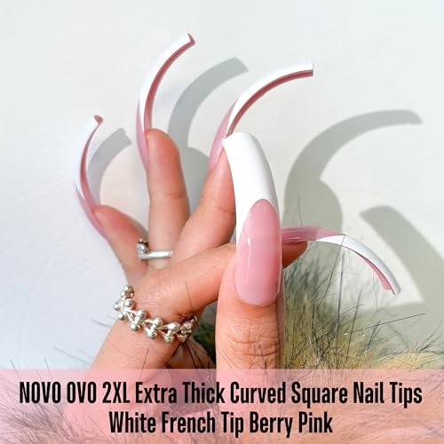XXL Curved Square White French Curved Square White French Tip Nail Tips 144