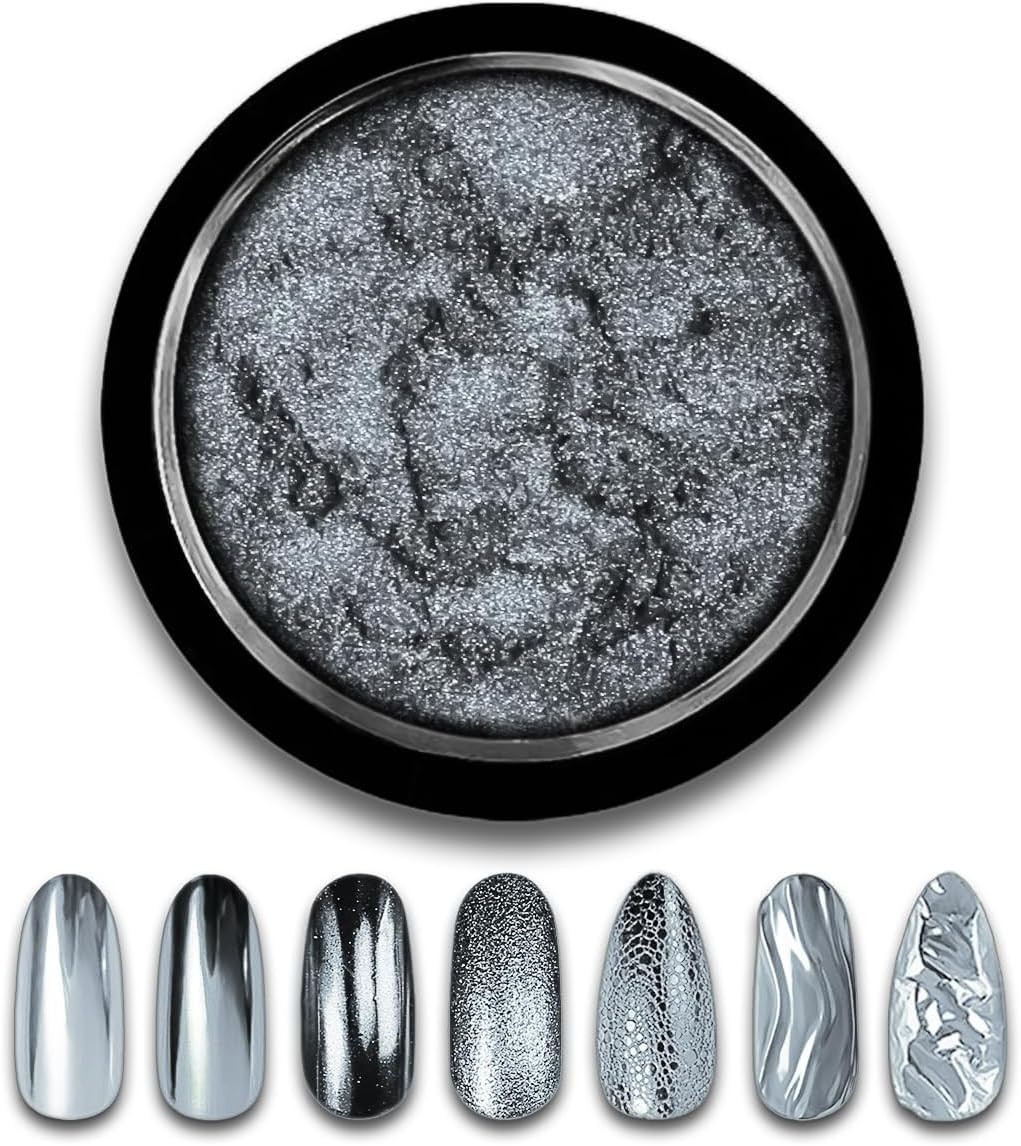 Blue Chrome Nail Powder Mirror Effect Metallic Dust Holographic Glitter Glazed M