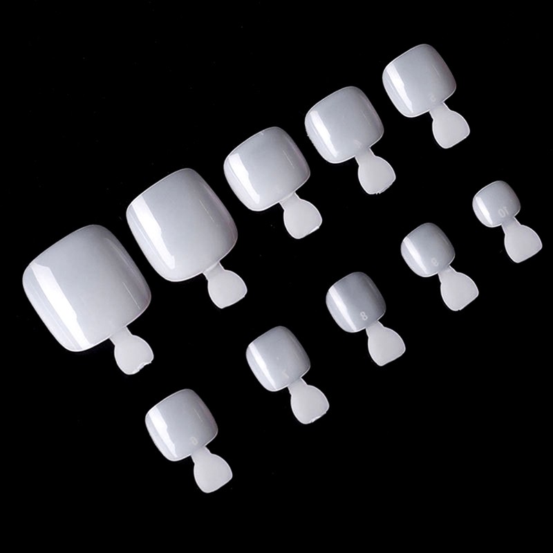 500Pcs False Fake Artificial Toe Nails Tips French Foot Tips Toenails Manic F6