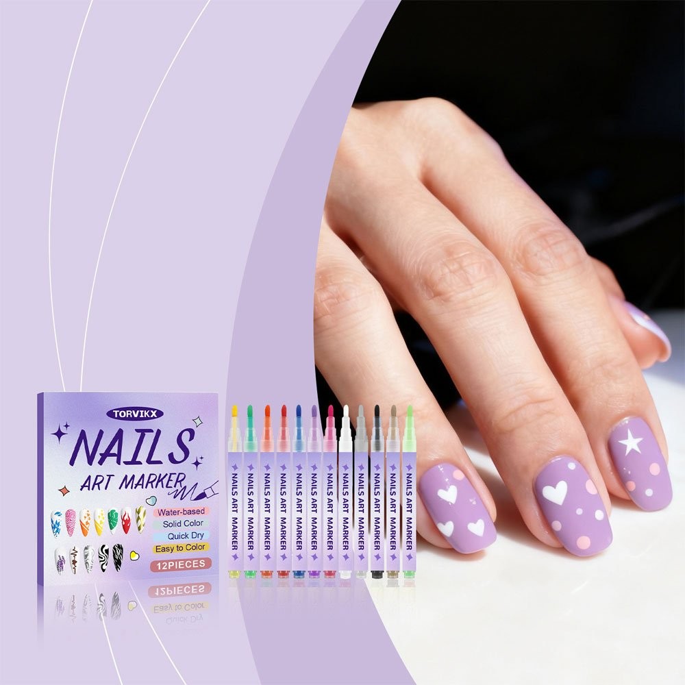 12 Color Nail Art Markers For Gel Nails,Nail Art Pens Set DIY Nail Art Marker JQ
