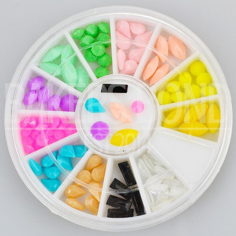 100pc Rhinestone 3D Nail Art Fashion Diamante Gem Matte Coloured Multi Shapes