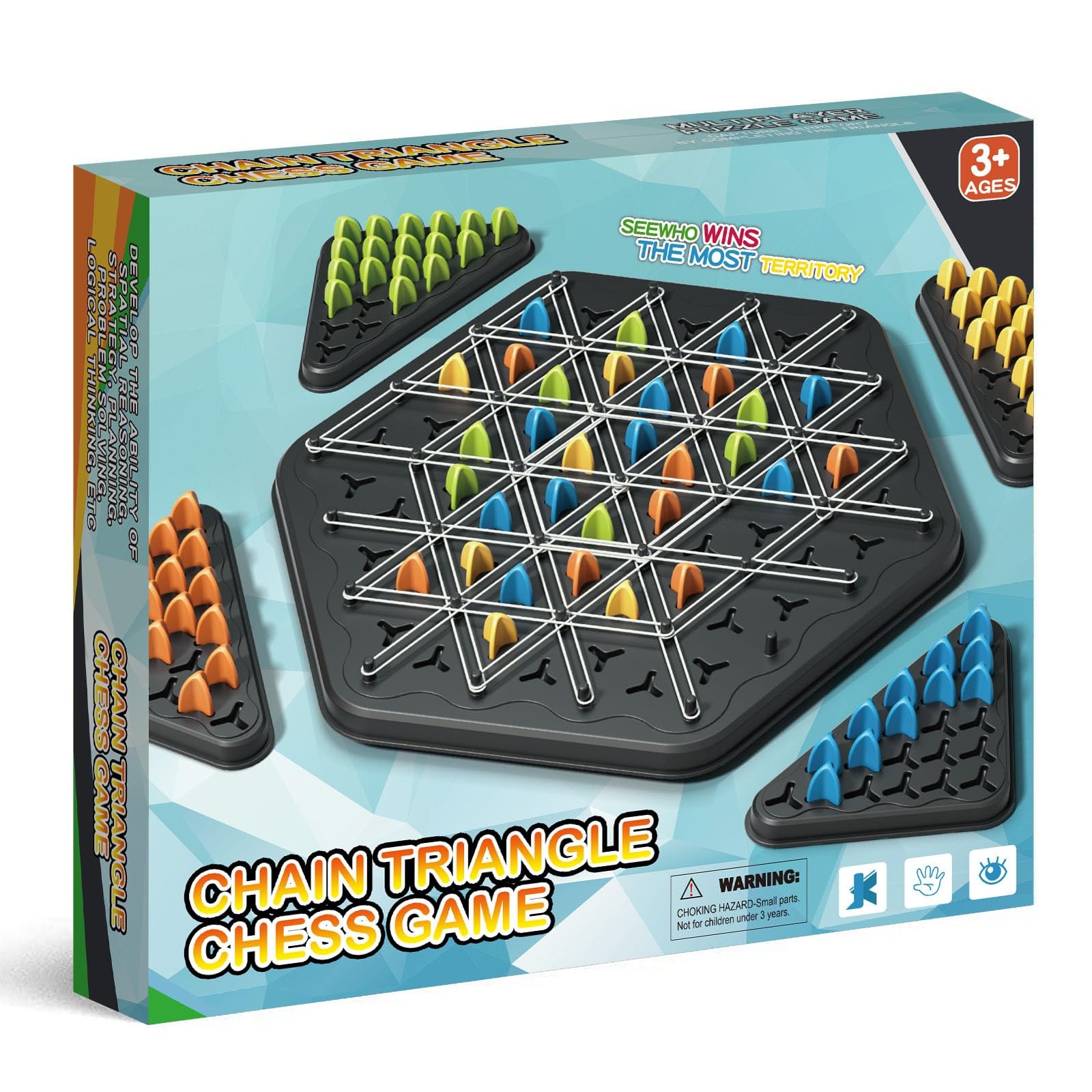 Chain Triangle Chess Game, Geometric 1.5 inches x 9 inches, Monochrome