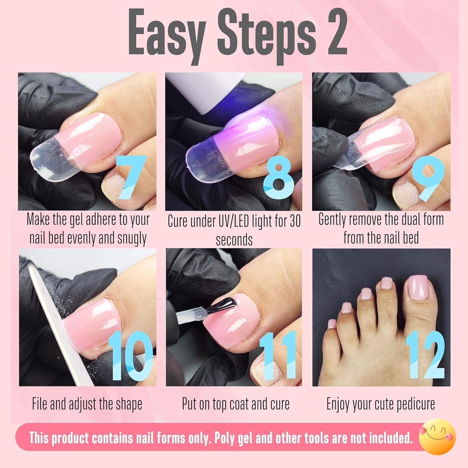 300 Pcs Toe Dual Nail Forms for Poly Gel Toenail Extension, Reusable Full Cov…