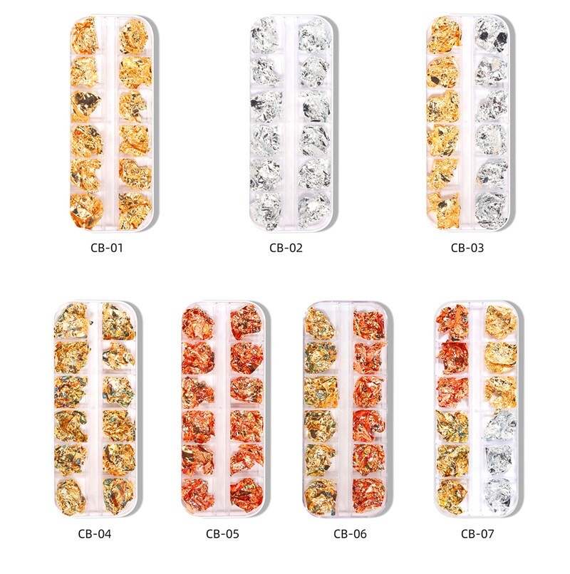 12 Grids Nail Glitter Flakes Aluminum Foil Paper Sticker For Nails Decoration
