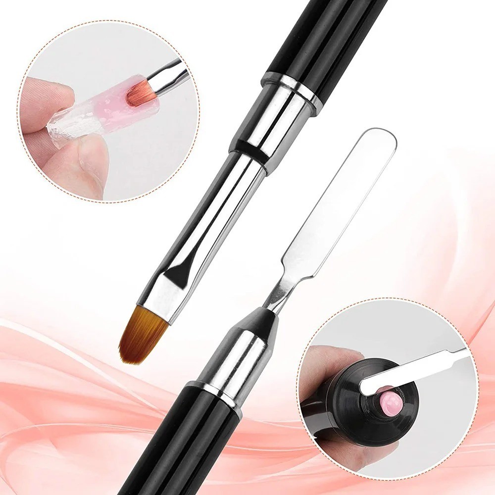 2 in 1 PolyGel Nail Brush Spatula Dual End Gel Builder Application Tool