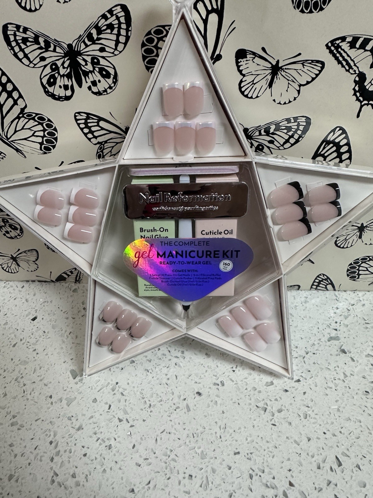 NEW Nail Reformation Press On Nails Star Box French Square Bare Essentials