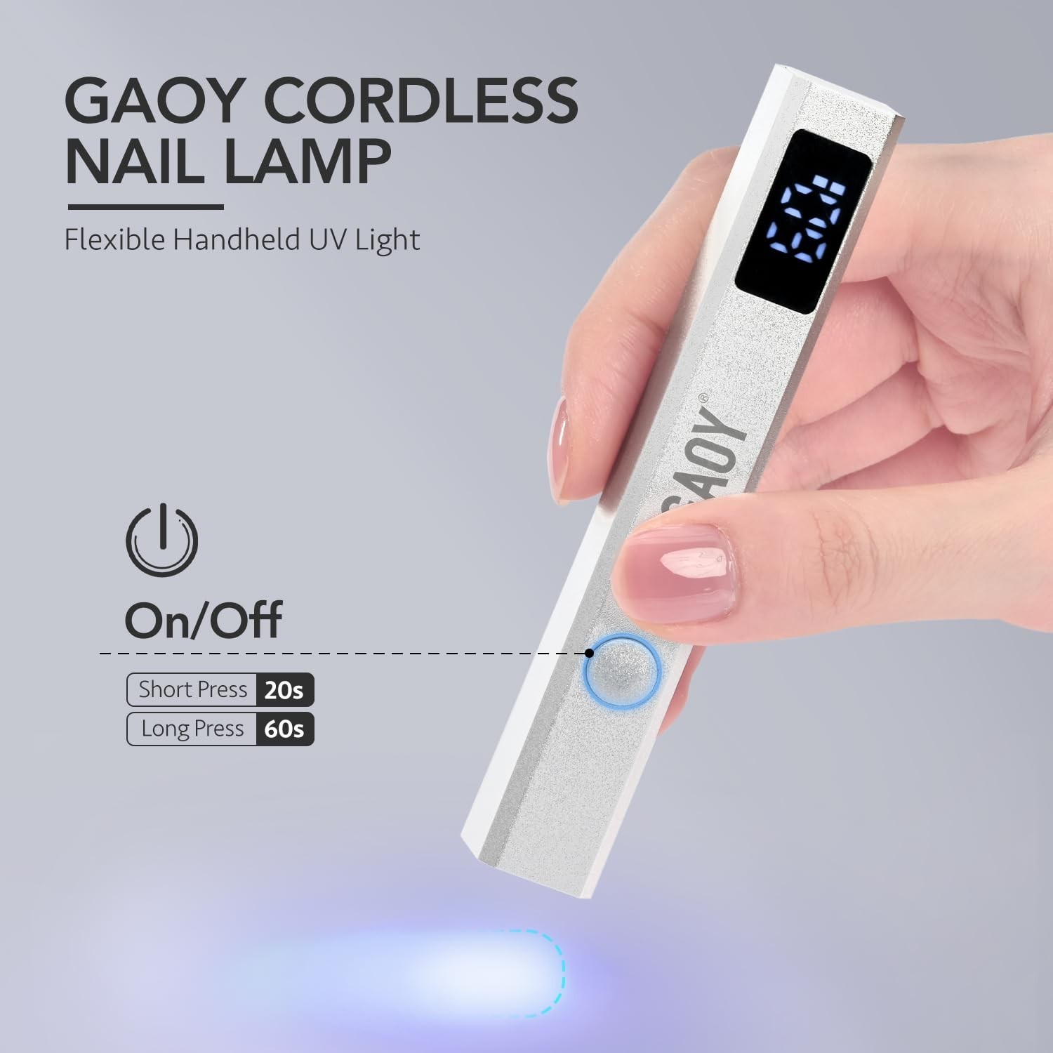 GAOY Cordless Nail Lamp with Stand, Mini Handheld UV Light with LCD… Fast Ship