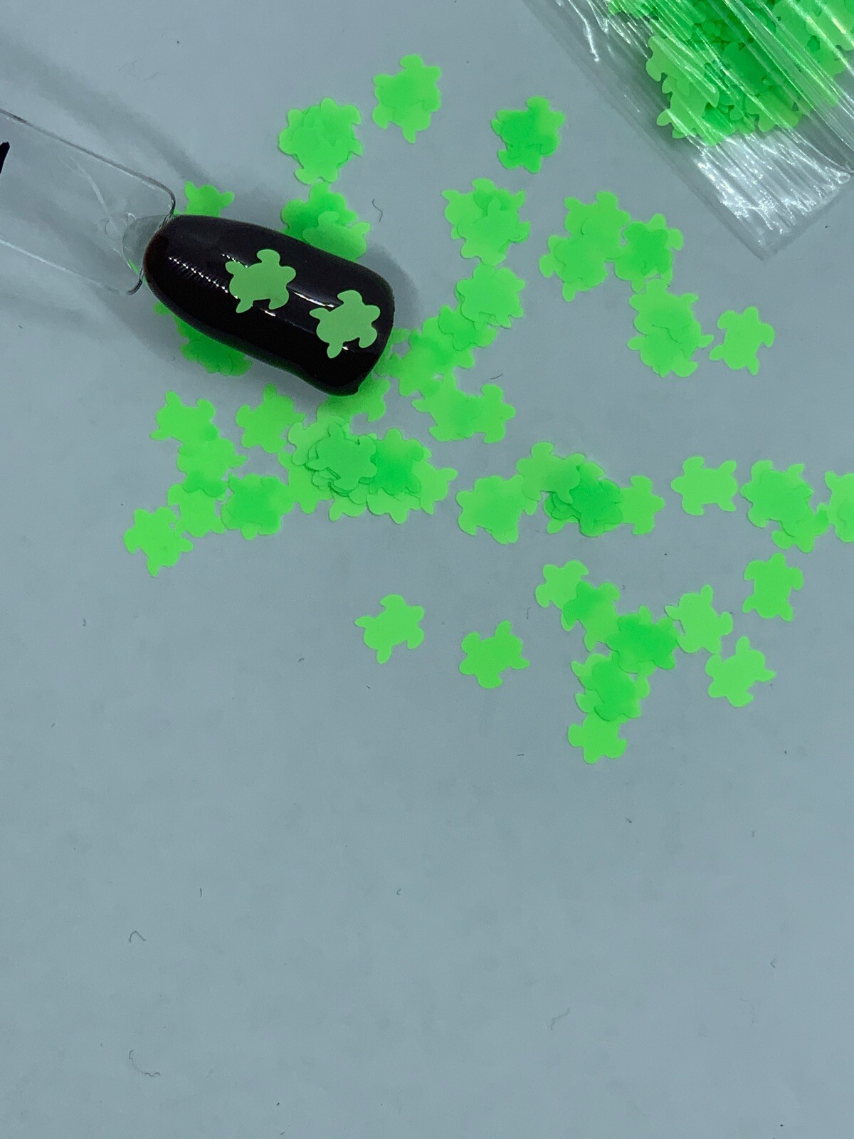 Neon Green Turtle Nail Glitter 6mm| 1 TSP | Gel Nail Art & Acrylic