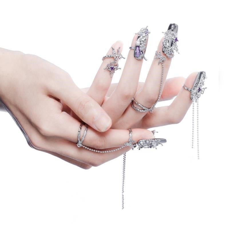 10pcs Reusable Press On Nail Ring Cover Fine Craft Portable Mix Match Nail Rings
