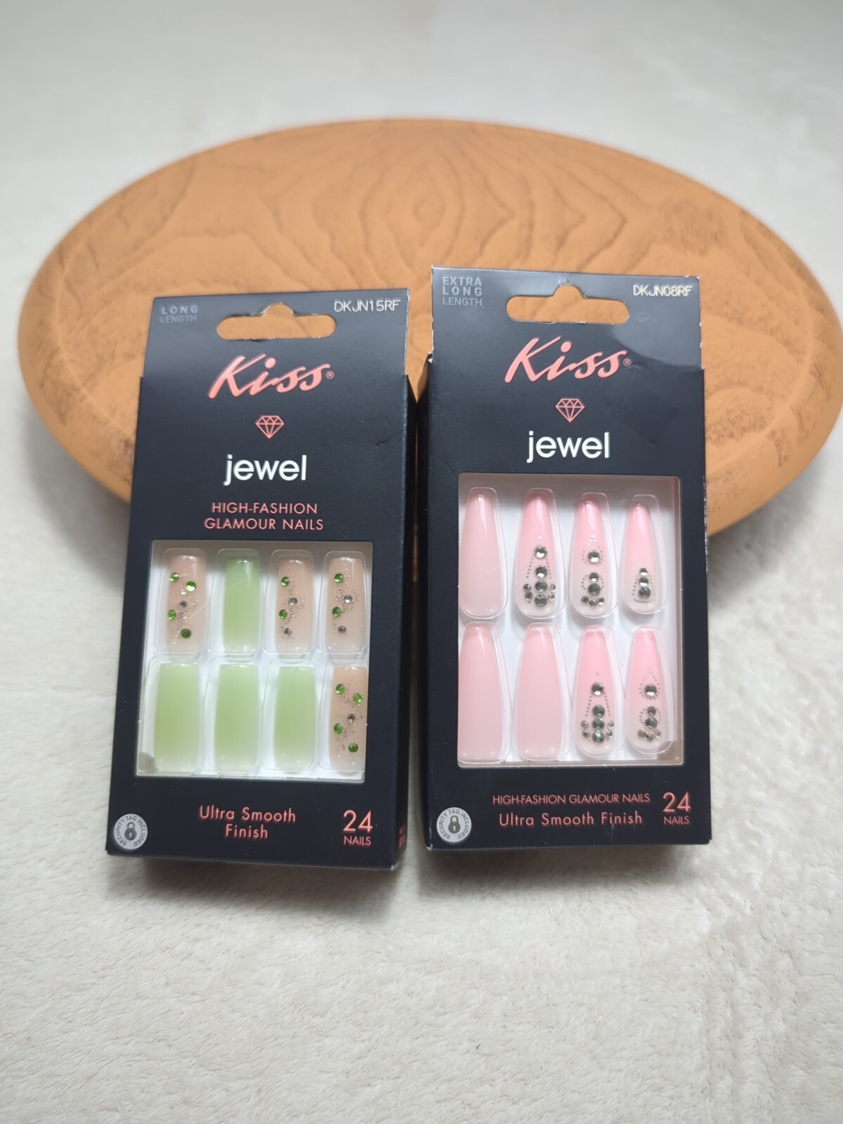 Kiss Jewel High Fashion 2 BOXES Glamor Nails Long& Extra Long Sparkly Jewels NIB