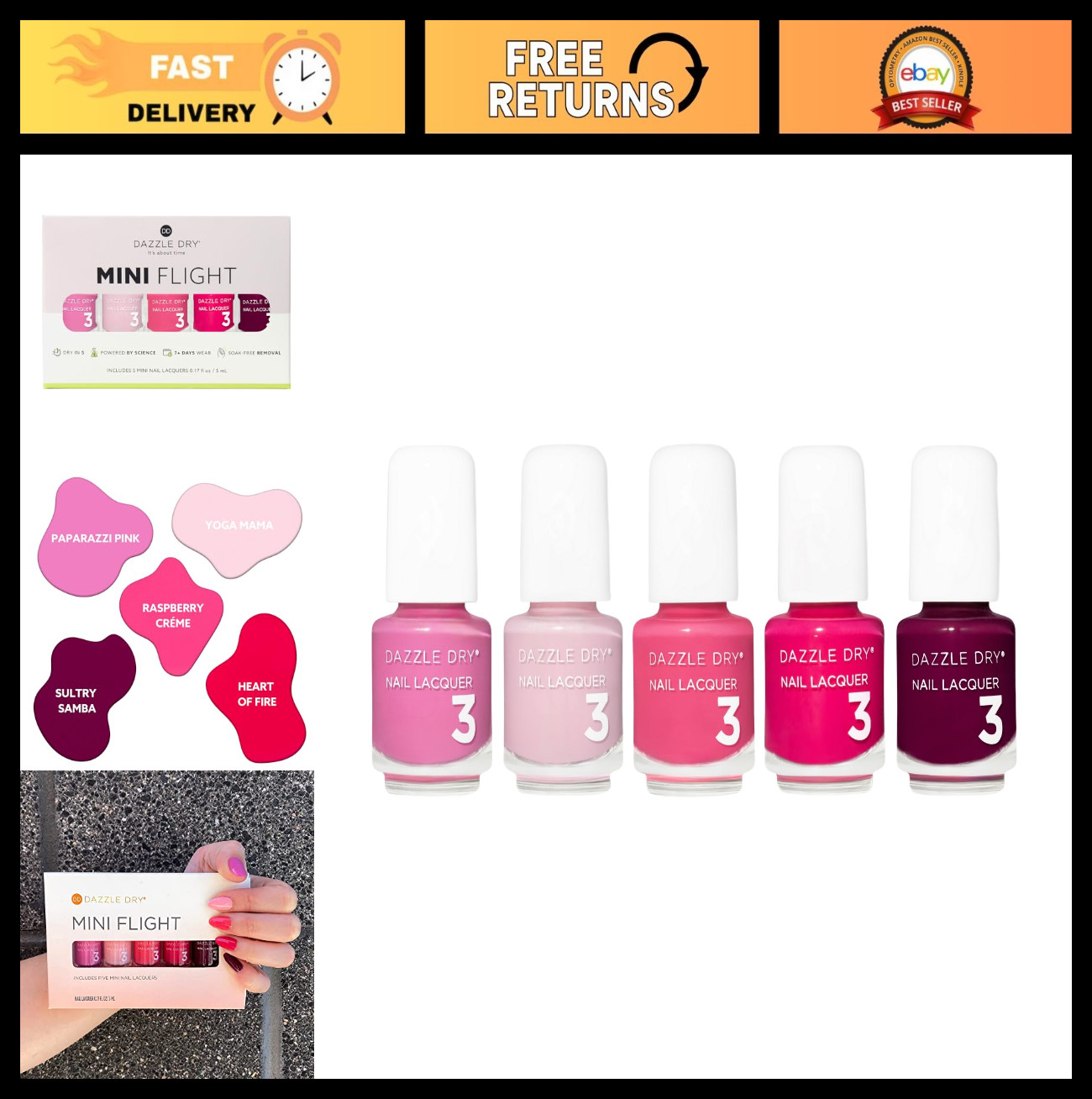 Coronado Mini Lacquer Set – 5 Vibrant Nail Polish Colors for Quick Drying & Long