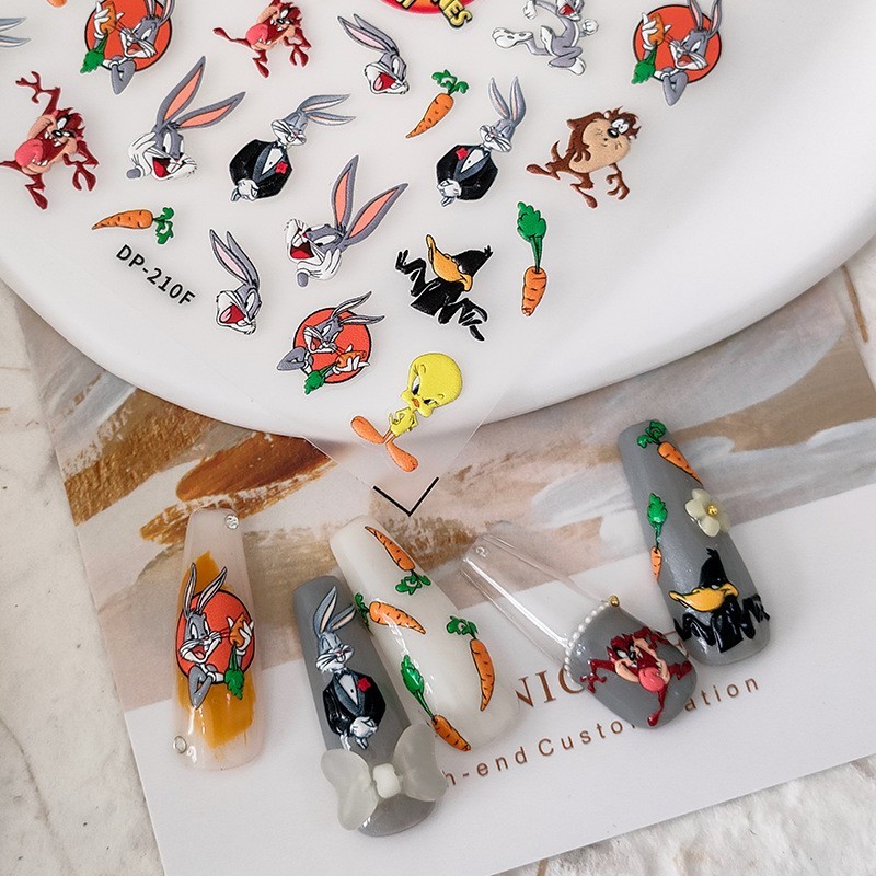 Cartoon Bunny Nail Stickers –Bird & Monster Nail Art Decals (67)