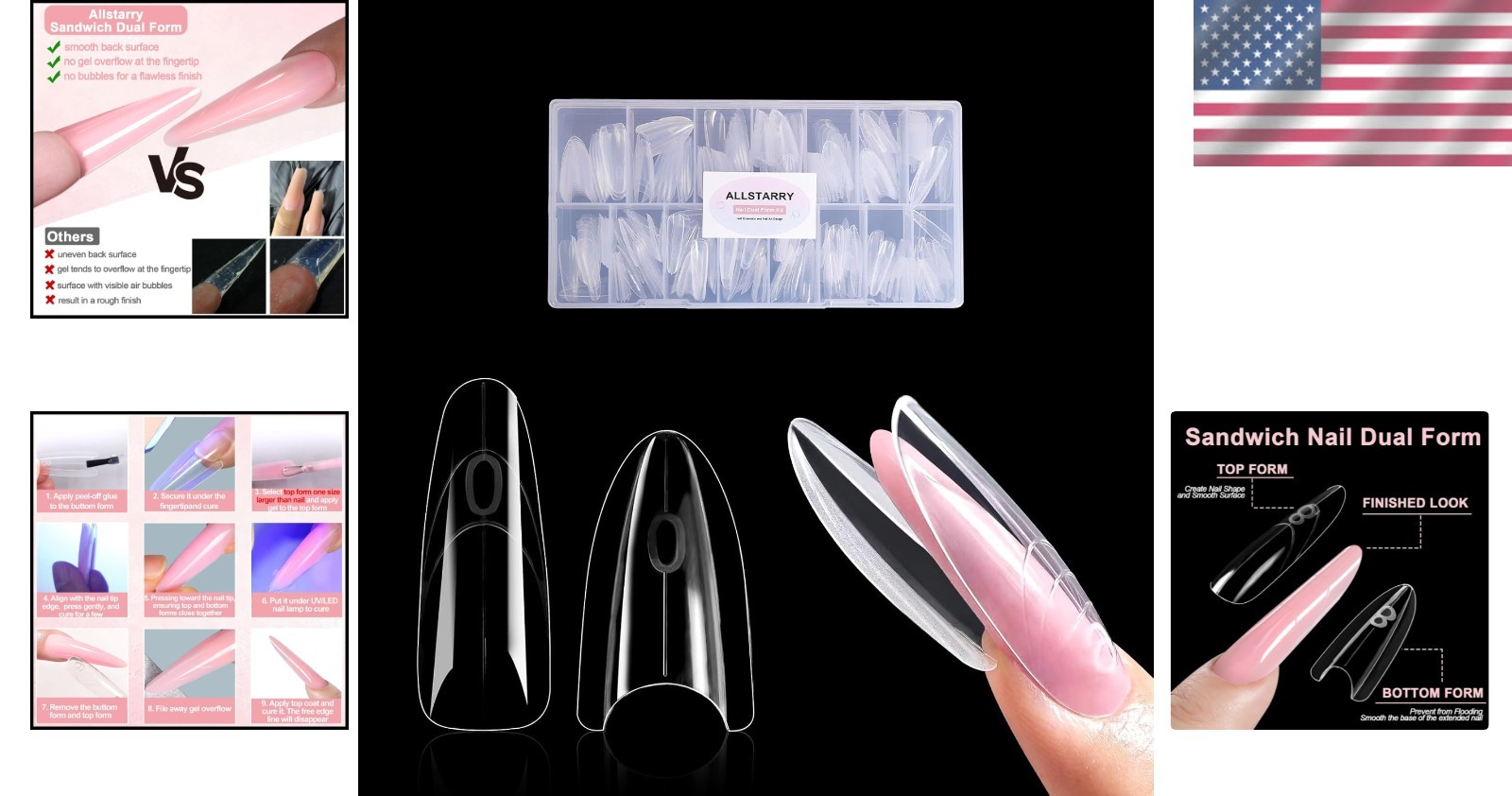 Almond Round Sandwich Dual Nail Extension Forms – 240pcs, Effortless Application