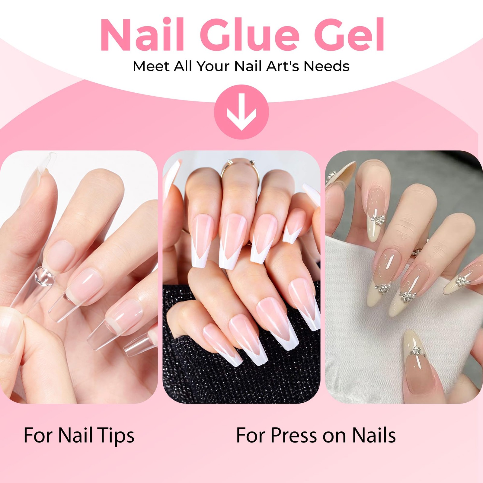 Nail Glue for Press-On Nails, Super Strong Adhesive for Nails Tips, Fake Nail…