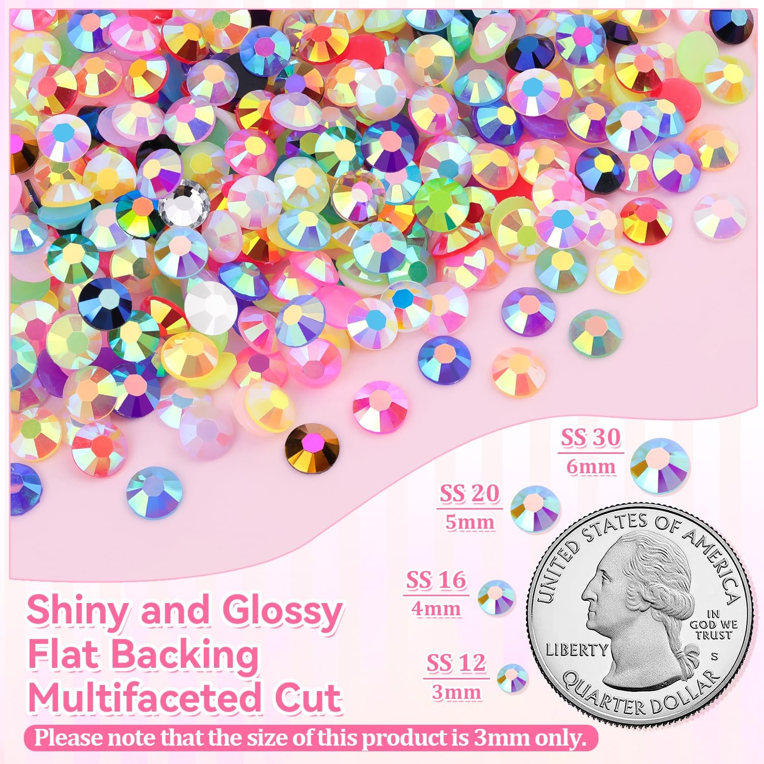 34000Pcs Resin Rhinestones for Bedazzling Kit, Mixed-Color 3mm Bedazzled Crystal