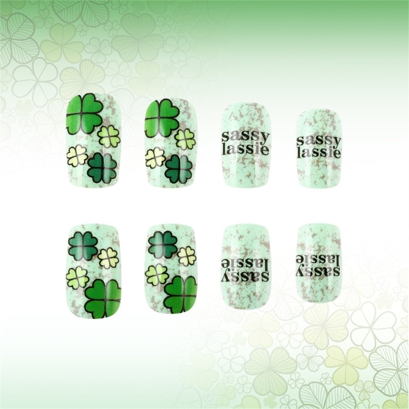 Patrick s Day 24 Pieces Short Coffin Press on Nail with Irish Green Shamrock