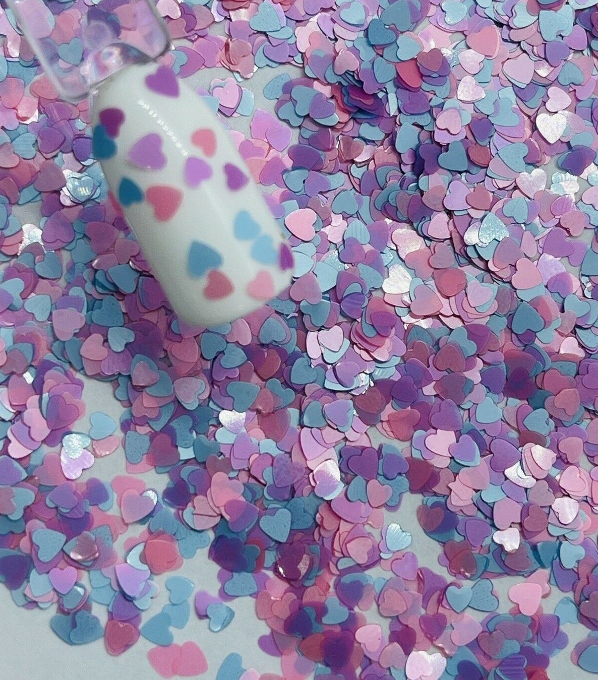 Baby Blue, Pink, Purple Hearts Nail Glitter | 1 TSP | Gel Nail Art & Acrylic