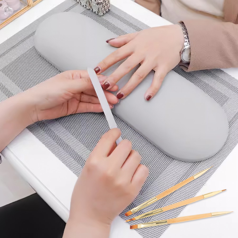 3Pcs Multi Functional Manicure Art Tools Khaki Nail Sculpting Brush Set