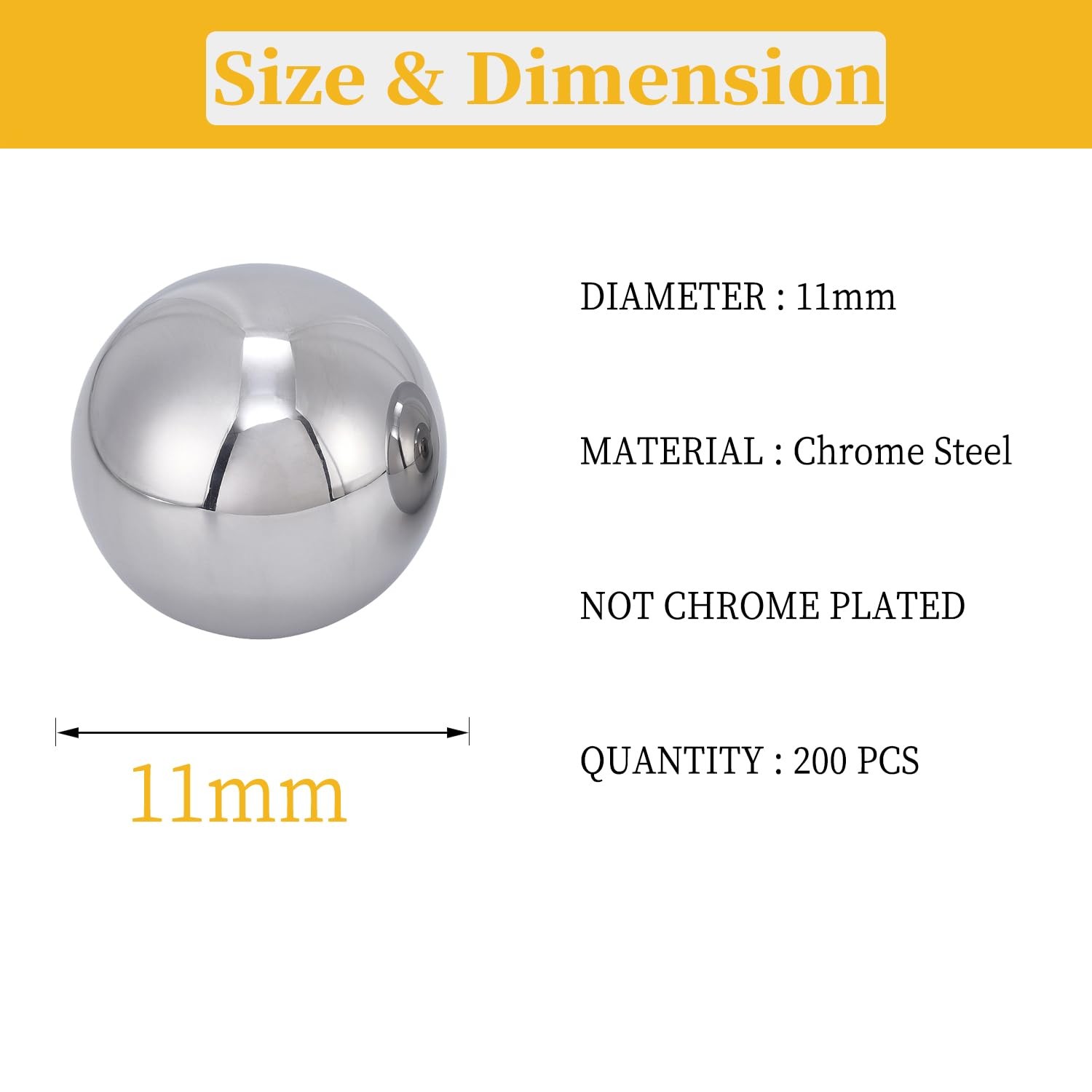 100 PCS 11mm Diameter Hardened Chrome Solid Steel Bearing Balls Precision Use