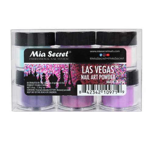 Mia Secret Monomer 4 oz with Las Vegas 6 Colors Set Nail Art Powder