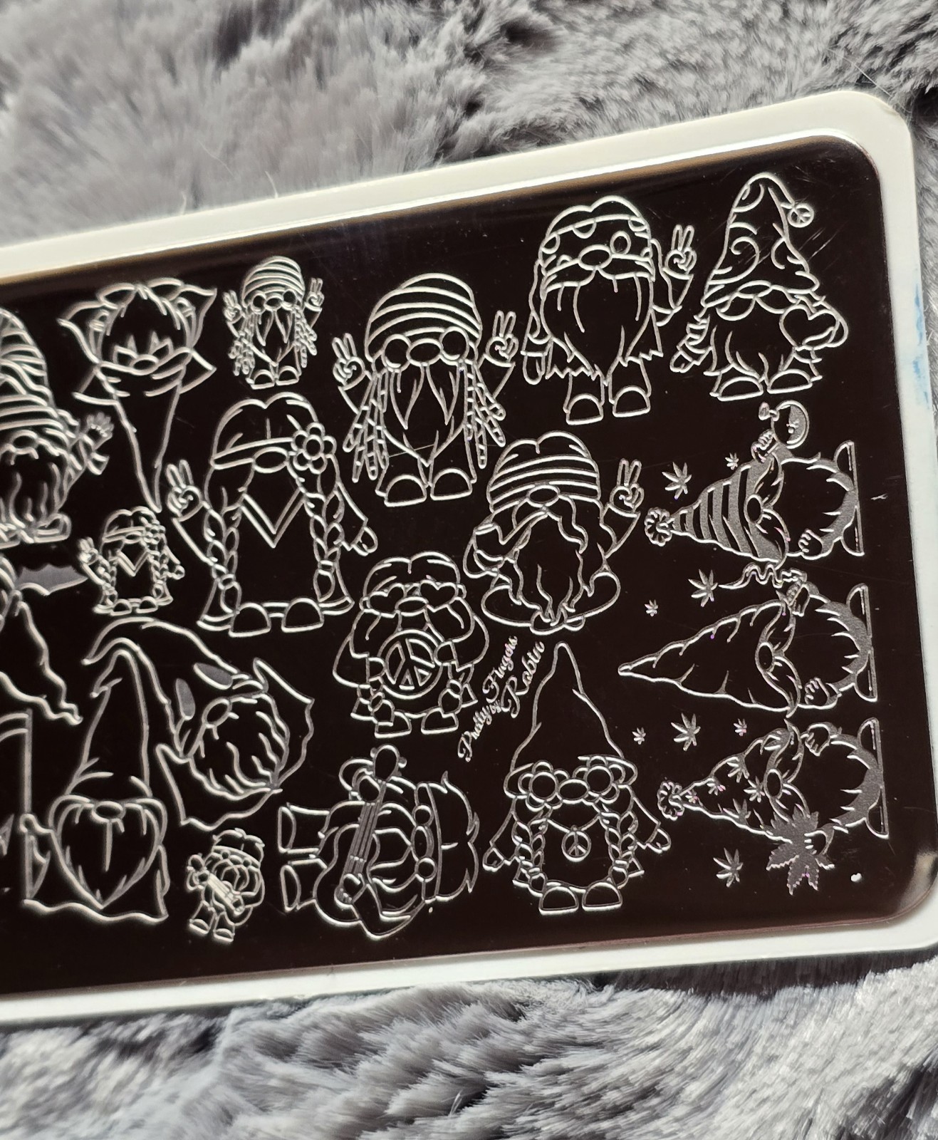 HTF Pretty Fingers By Robin Garden Gnomes Hippie Forest Nail Stamp Plate