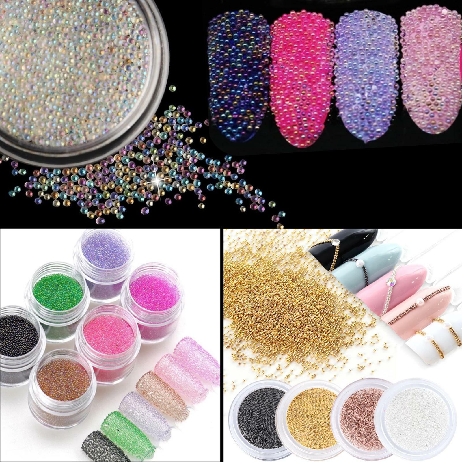 CAVIAR BEADS ROSE GOLD Crystal 3D Micro Ball Pixie Nail Art Decoration Glass UK
