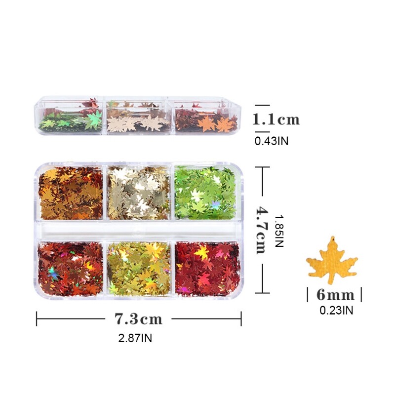 3D Maple Leaf Glitter Sequins Art Flakes Manicure Colorful