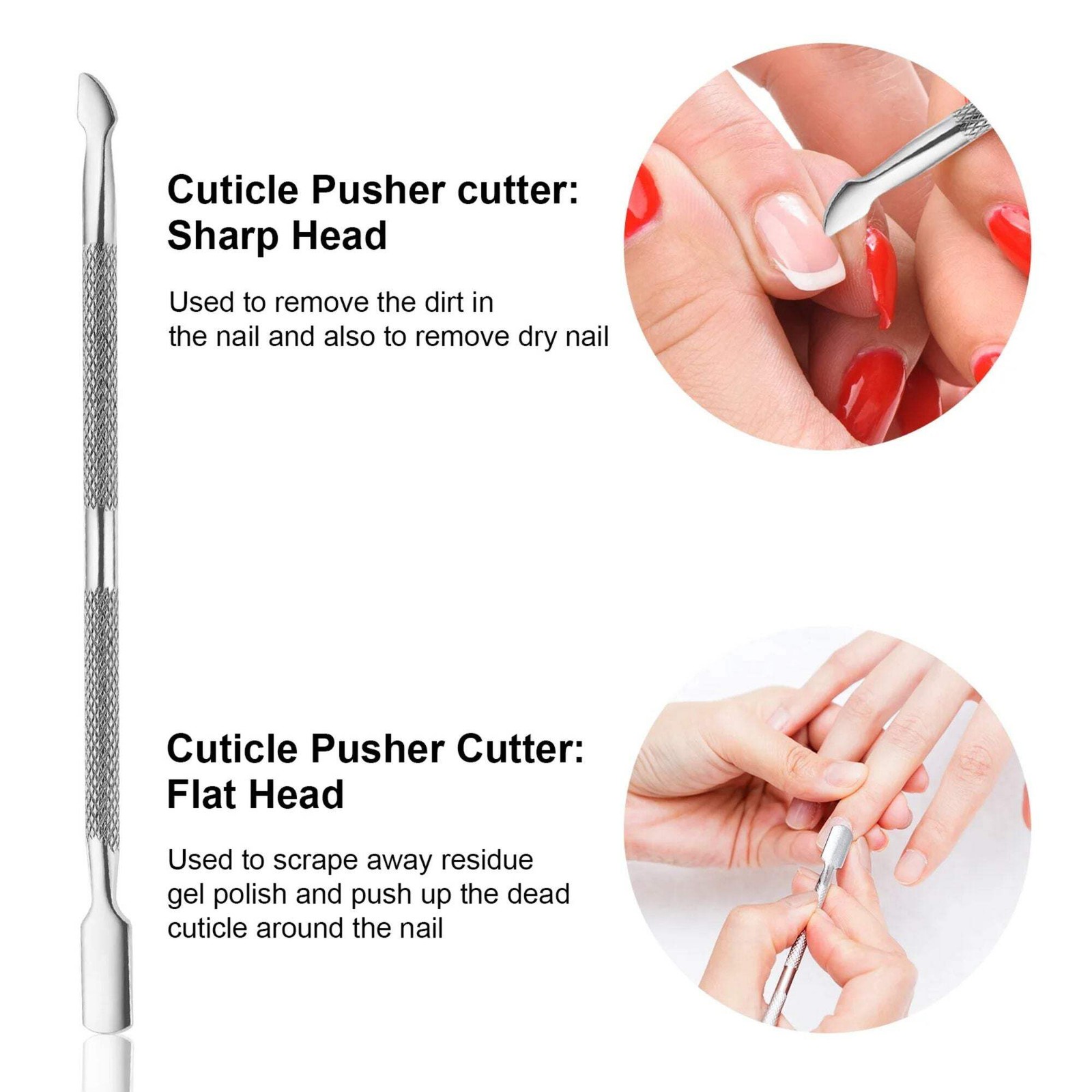 Stainless Steel Cuticle Pusher/Remover : 1CT