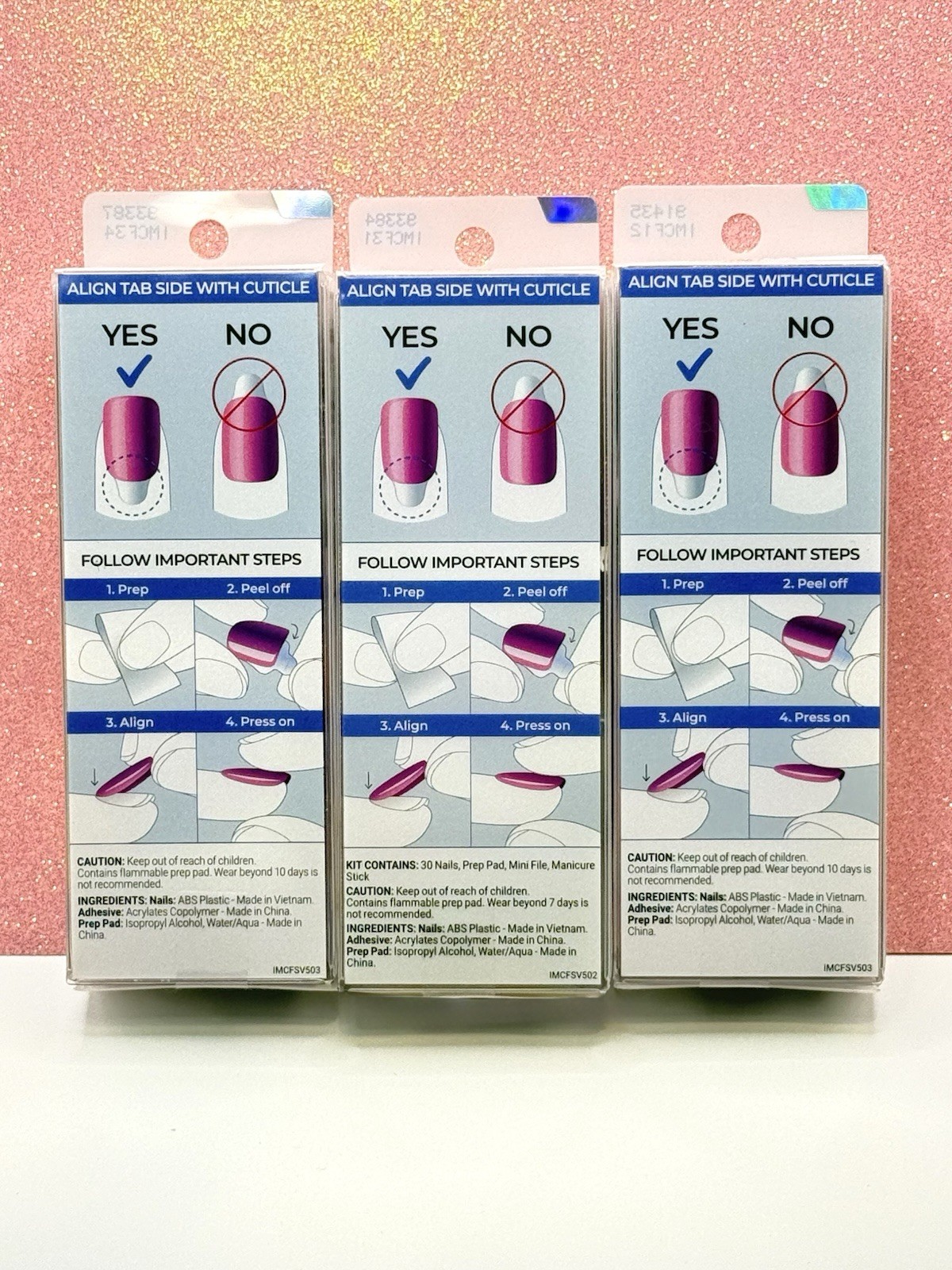 Kiss imPRESS ColorFX No Glue Press-On Manicure Nails Short Jewel Tone Bundle 3pk