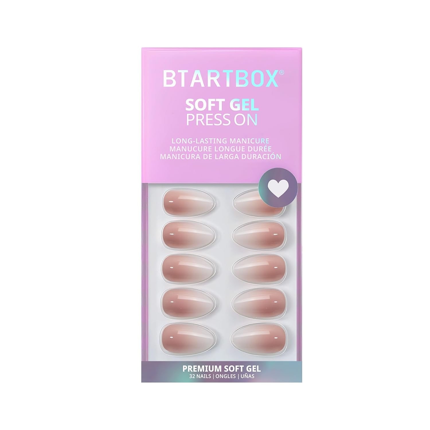 Press On Nails, Vanilla Cream Almond, Medium Almond, Ombre, 32Ct | 2+ Weeks