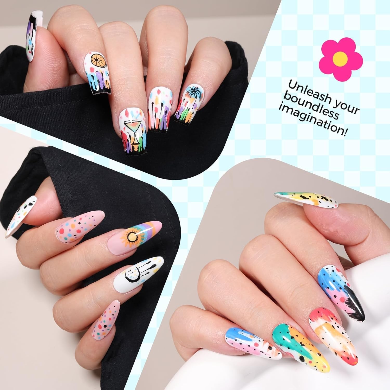 18 Color 3D Nail Art Pens Set, 0.7MM Nail Polish Pens for Nail Art Dotting