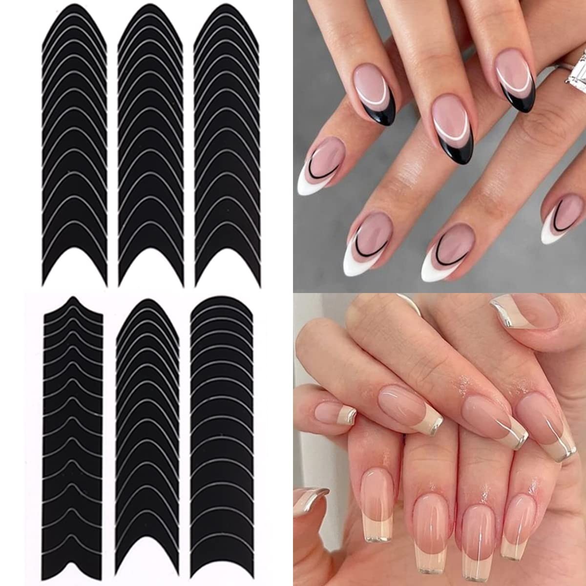 6 Sheets Luxury French Tip Nail Guides – Easy Application for Stunning Nails
