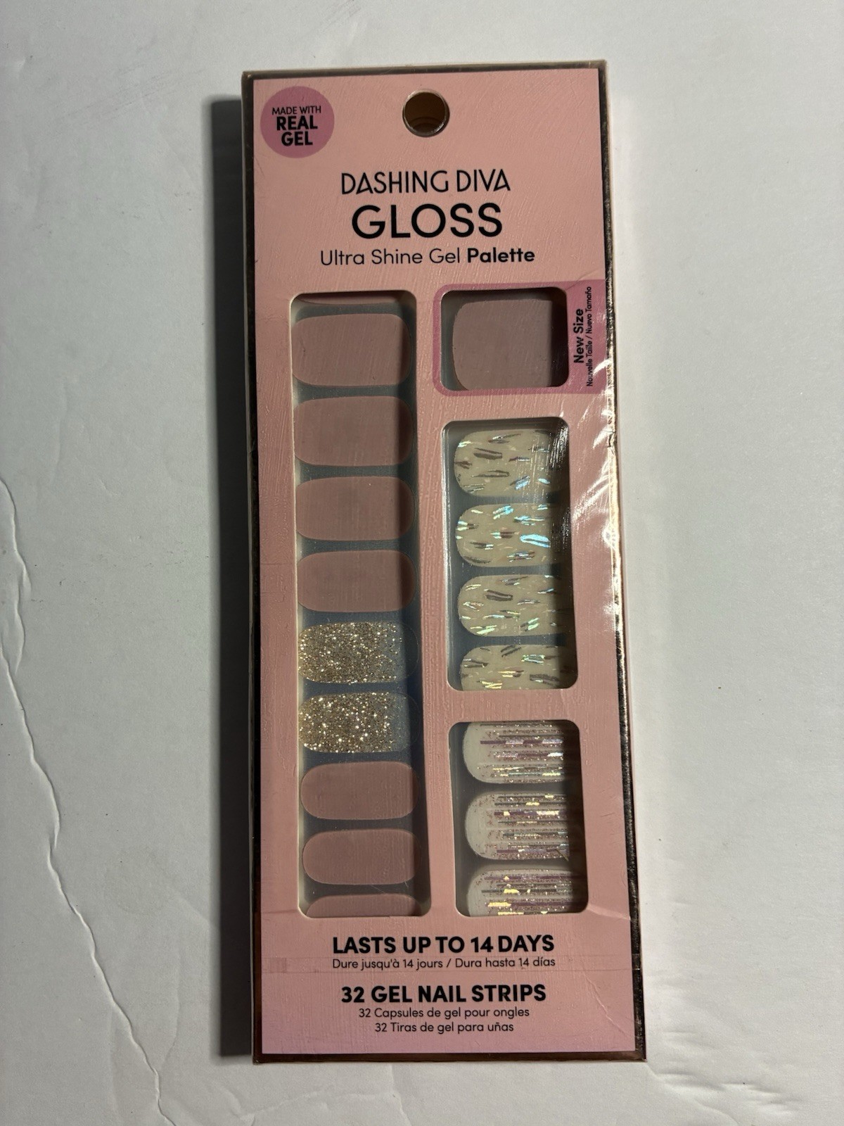 Dashing Diva Gloss Glitter Nail Polish Strips Pink/Gold/White 32 GS112
