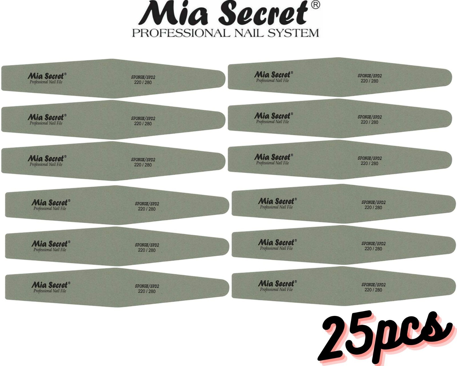 Mia Secret Professional Nail File – SPONGE DIAMOND 220/280 25pcs Combo