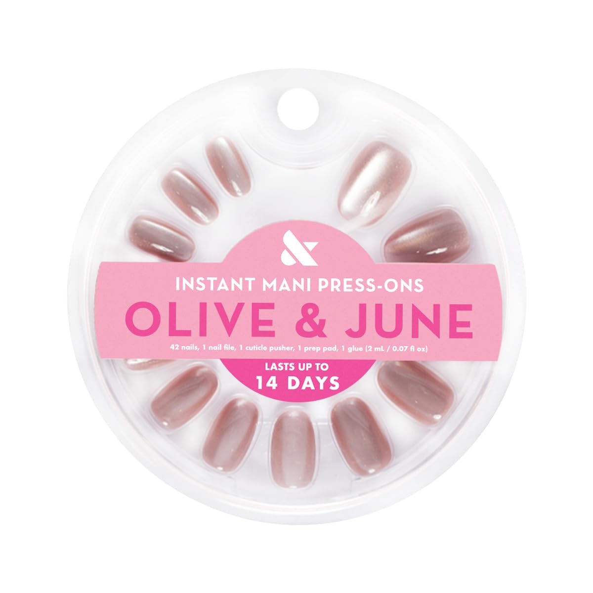 Instant Mani Press-On Nails (Glue) | 42 Fake Nails, 21 Sizes | Non-Toxic, Lon…