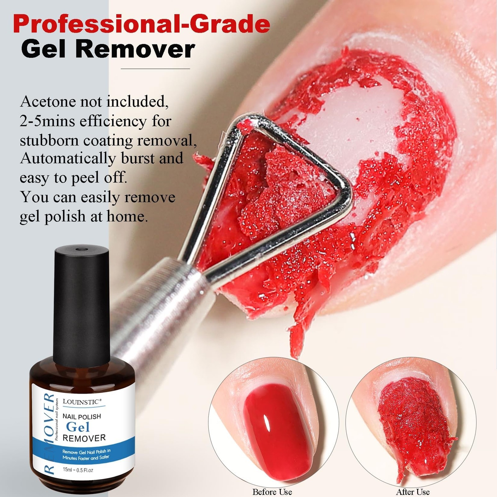 LOUINSTIC Fast-Acting Gel Nail Polish 0.5 Fl Oz (Pack of 1), 15ml Remover