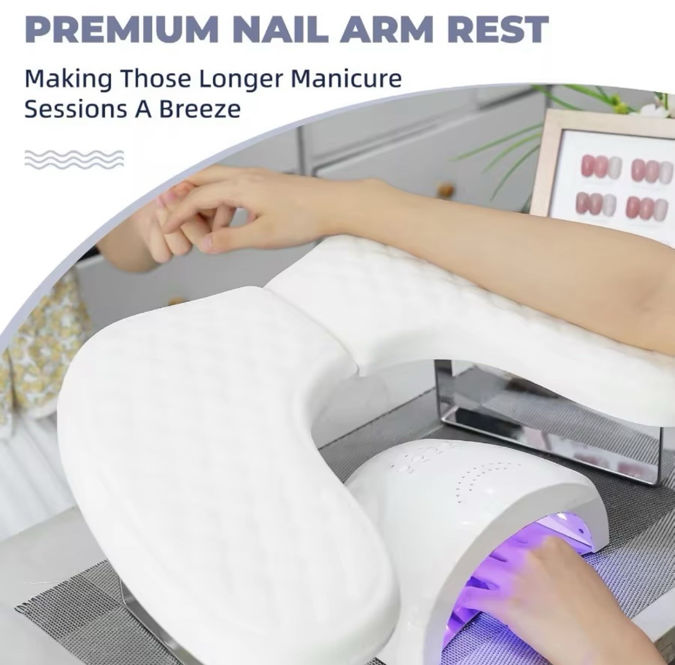 PU Leather Nail Arm Rest Hand Pillow, White, Easy Cleaning, Nail Art & Gels